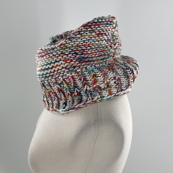 LOFT Womens Acrylic Ivory Multicolored Infinity Scarf 10.5 x 51 - Picture 3 of 6